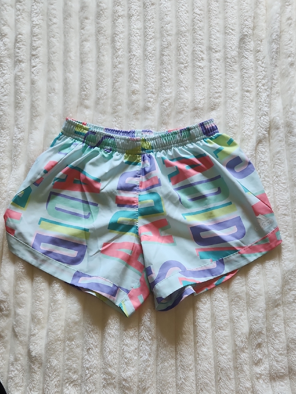 adidas Logo Print Athletic Shorts with Multicolor Accents